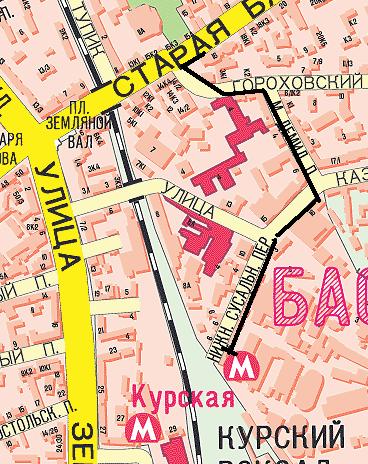 Карта. Дорога до церкви Никиты Мученика на Старой Басманной