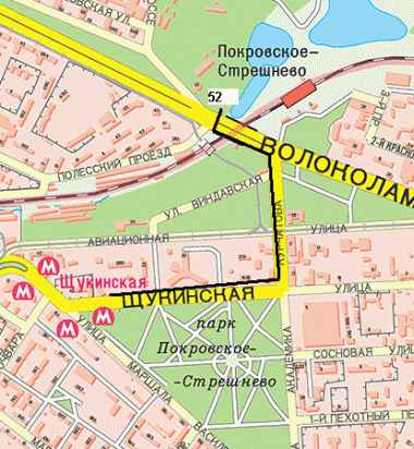 Карта. Дорога до усадьбы Покровское-Стрешнево