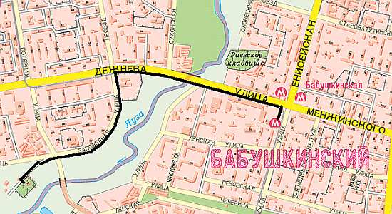Карта. Дорога до церкви Покрова Пресвятой Богородицы в Медведково