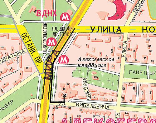 Карта. Дорога до храма Тихвинской иконы Богоматери в Алексеевском