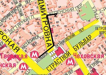 Карта. Дорога до церкви Успения в Путинках