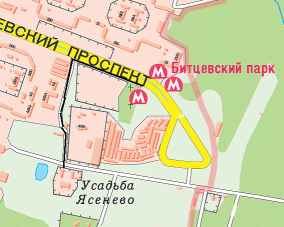 Карта. Дорога до усадьбы Ясенево