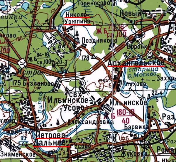 Карта. Дорога до усадьбы Петрово-Дальнее