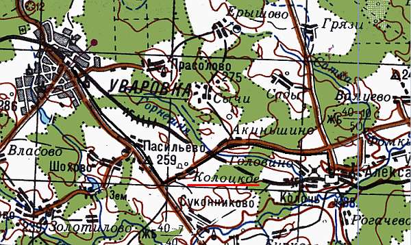 Карта. Дорога до Успенского Колоцкого монастыря