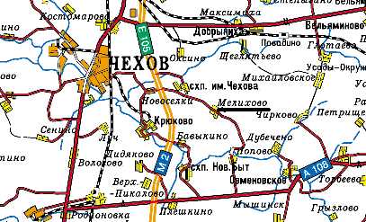 Карта. Дорога до усадьбы Мелихово