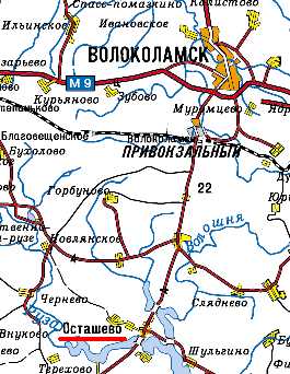 Карта. Дорога к усадьбе Осташево