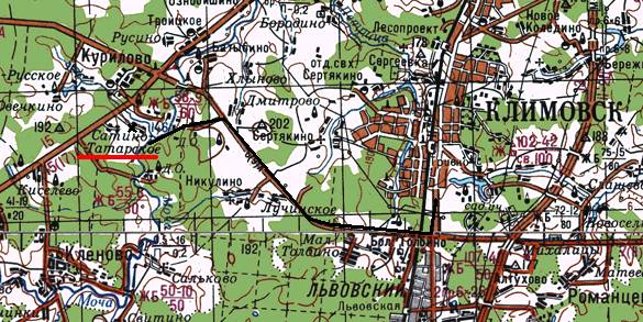 Карта. Дорога к городу Перемышль и усадьбе Филиппова