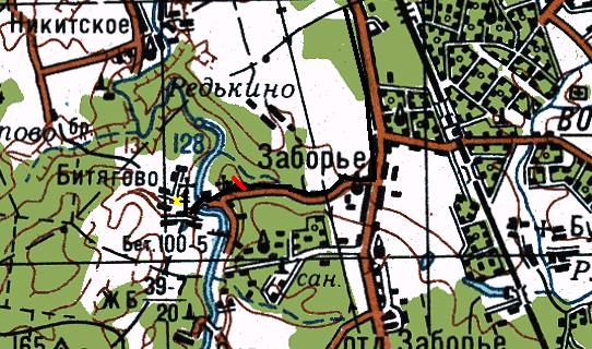 Карта. Дорога до Воскресенской церкви в селе Битягово