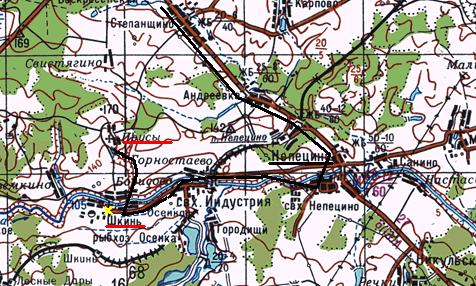 Карта. Дорога до Духовской церкви в селе Шкинь