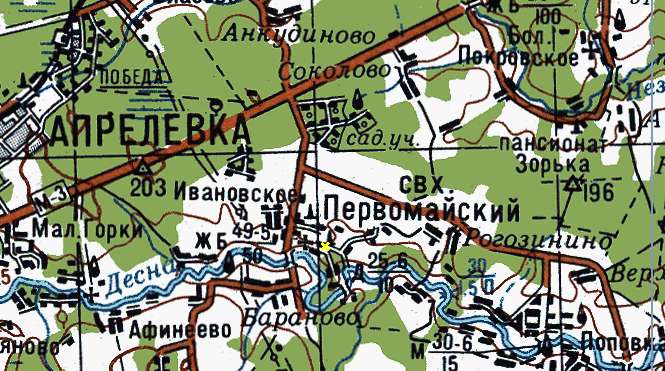 Карта. Дорога к усадьбе Старо-Никольское