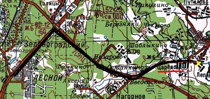 Карта. Дорога до села Царёво