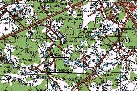 Карта. Дорога к усадьбе Валуево