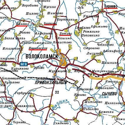 Карта. Дорога к усадьбе Ботово