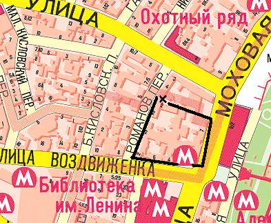 Карта. Дорога к церкви Знамения на Шереметевом дворе