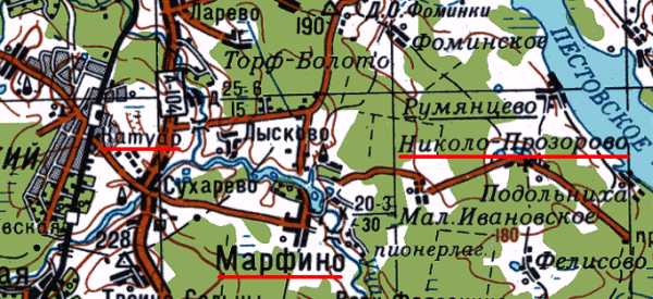 Карта. Дорога до усадьбы Николо-Прозорово