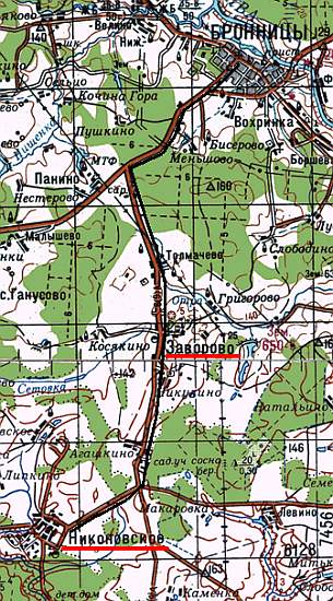 Карта. Дорога до Покровской церкви в селе Никоновское